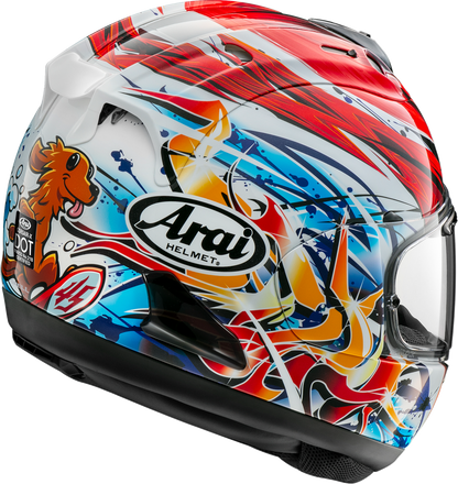 Arai Corsair-X Tetsuta motorcycle helmet in medium size, featuring a sleek design and full-face protective visor.