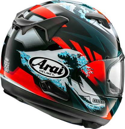Arai Quantum-X Wave helmet in medium size featuring a sleek design and ventilation vents, shown from a side angle.