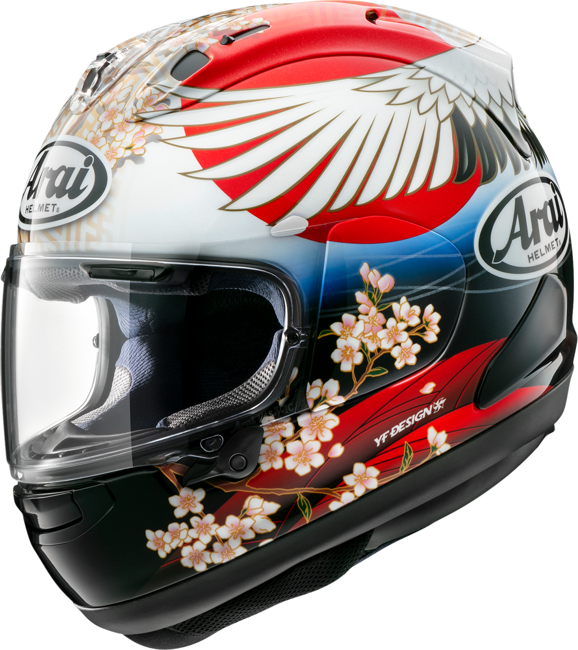 Arai Corsair-X Tsubasa full face motorcycle helmet in large size, featuring a sleek design and aerodynamic shape.