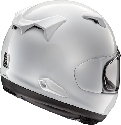 Arai Helmets Quantum-X motorcycle helmet in white, large size, with aerodynamic design and ventilation features.