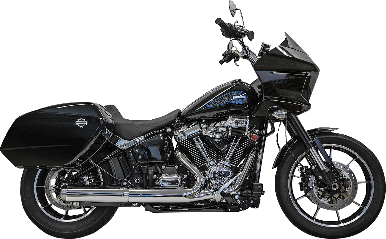Chrome BASSANI XHAUST 4-inch slip-on muffler with 2-1/2 x 10-inch baffle core, 49-state approved motorcycle exhaust system.