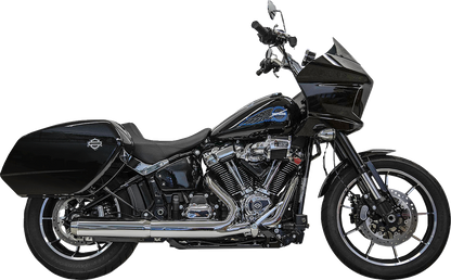 Chrome BASSANI XHAUST 4-inch slip-on muffler with 2-1/2 x 10-inch baffle core, 49-state approved motorcycle exhaust system.
