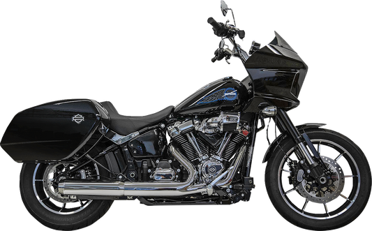 Chrome BASSANI XHAUST 4-inch slip-on muffler with 2-1/2 x 10-inch baffle core, 49-state approved motorcycle exhaust system.