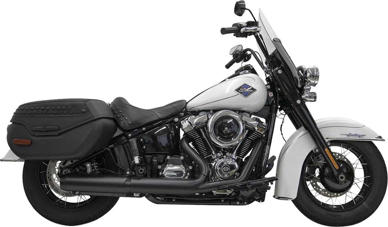 Black Bassani Xhaust 4-inch slip-on muffler with 2-1/2 x 10-inch baffle core, 49-state compliant, part number 1S38FB
