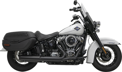 Black Bassani Xhaust 4-inch slip-on muffler with 2-1/2 x 10-inch baffle core, 49-state compliant, part number 1S38FB