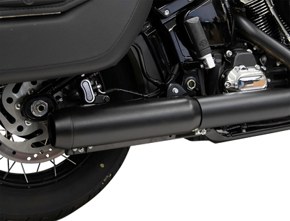 Black Bassani Xhaust 4-inch slip-on muffler with 2.5 x 10 inch baffle core, designed for 49-state compliance.