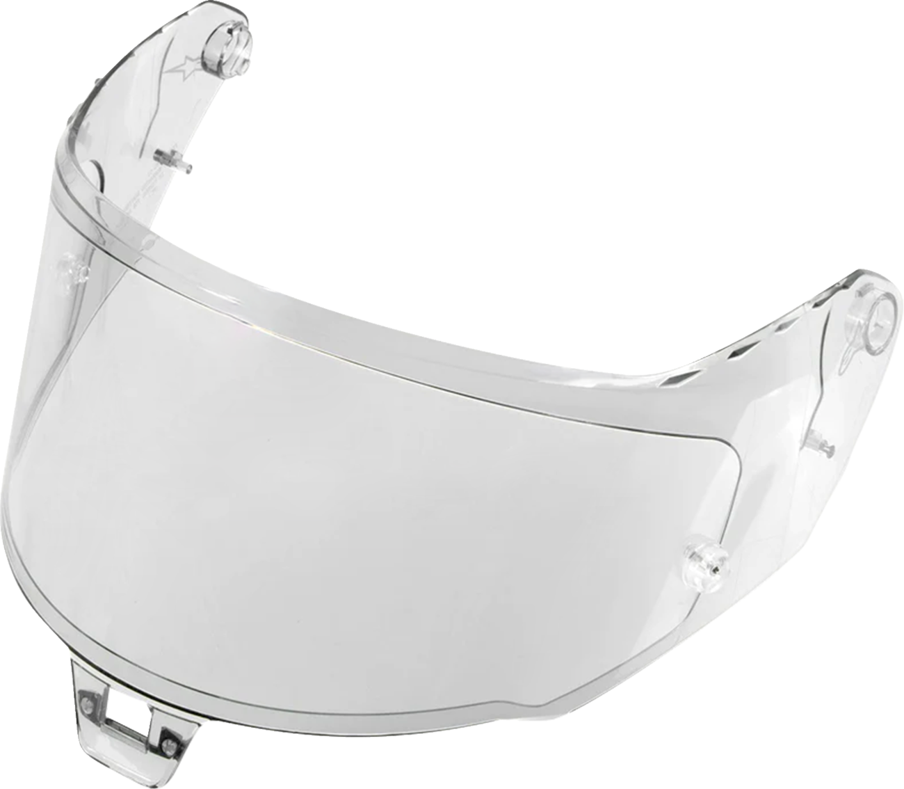 Alpinestars AFHS-01 photochromic shield for Supertech R10 helmet, showing clear and tinted states on a helmet visor.