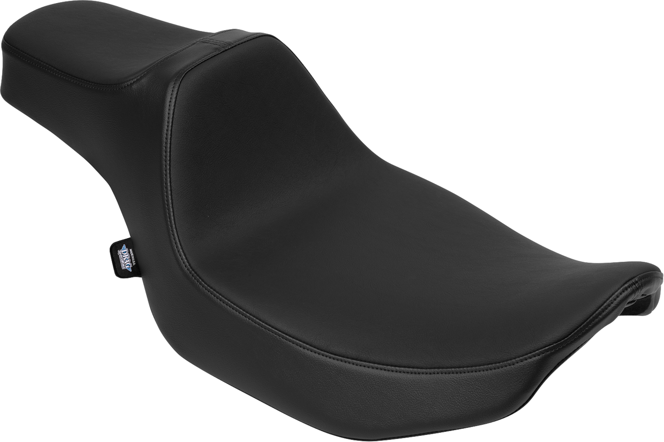 Drag Specialties Predator III Extended Reach Seat for FLT/FLH motorcycles, with ergonomic design and durable black upholstery.