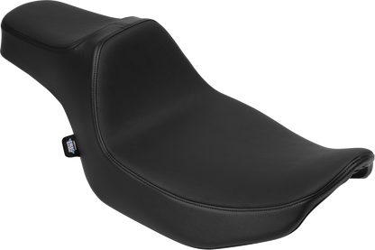 Drag Specialties Predator III Extended Reach Seat for FLT/FLH motorcycles, with ergonomic design and durable black upholstery.