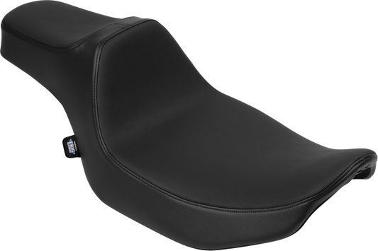 Drag Specialties Predator III Extended Reach Seat for FLT/FLH motorcycles, with ergonomic design and durable black upholstery.