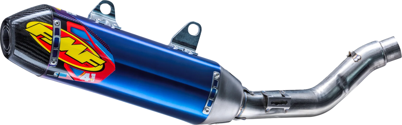 FMF 4.1 RCT slip-on muffler for Honda CRF250R/RX, anodized titanium with carbon cap, motorcycle exhaust system