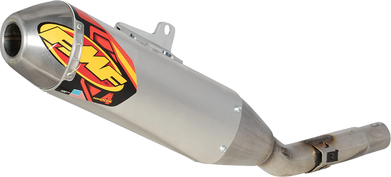 FMF Powercore 4 Hex slip-on muffler for Honda CRF250R and RX motorcycles, showing the sleek exhaust design.