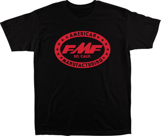 FMF Undefeated black T-shirt in large size, featuring a comfortable fit and bold graphic design on front.