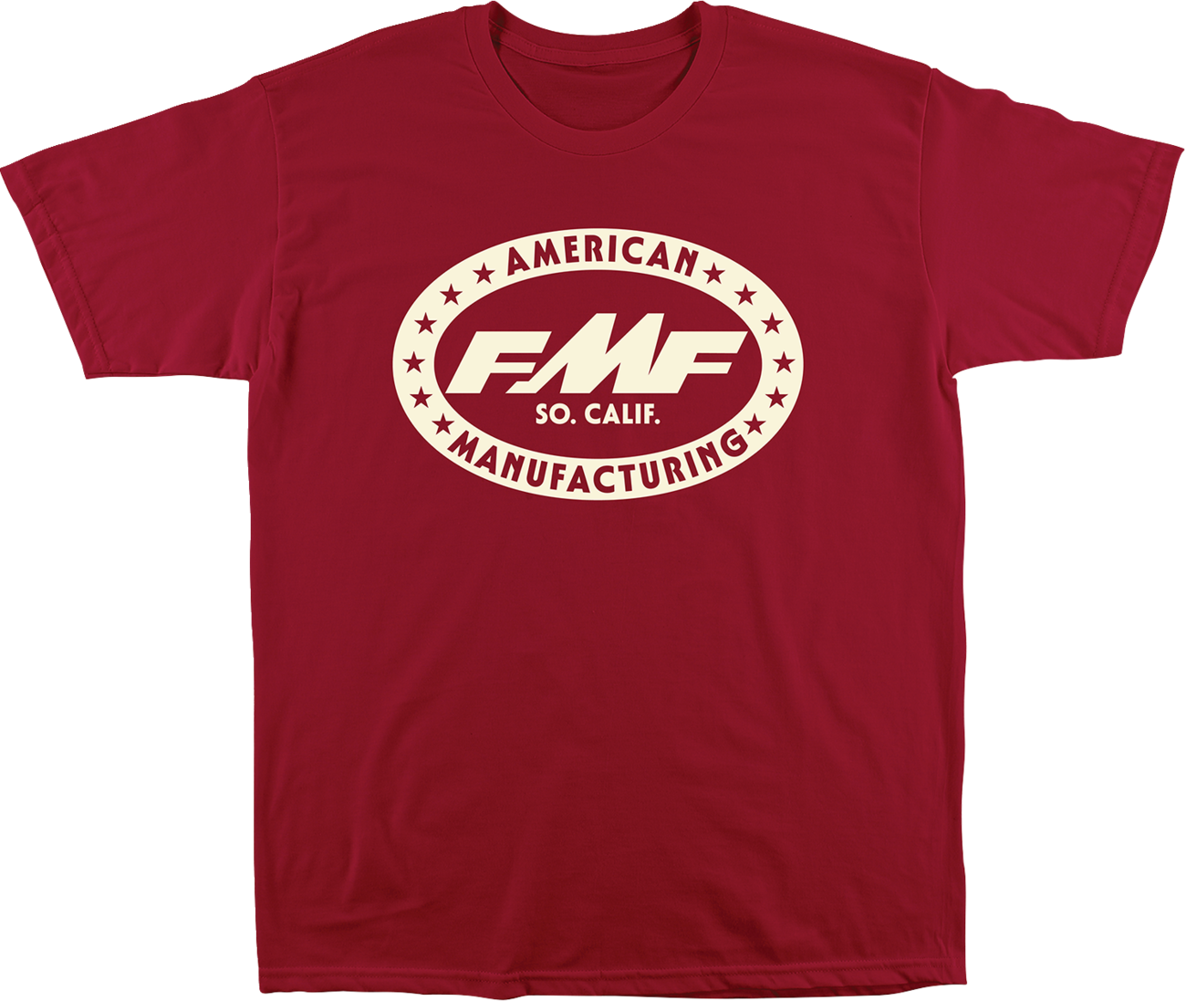 Red FMF Undefeated T-Shirt in Medium size, featuring the FMF logo and classic crew neck design.