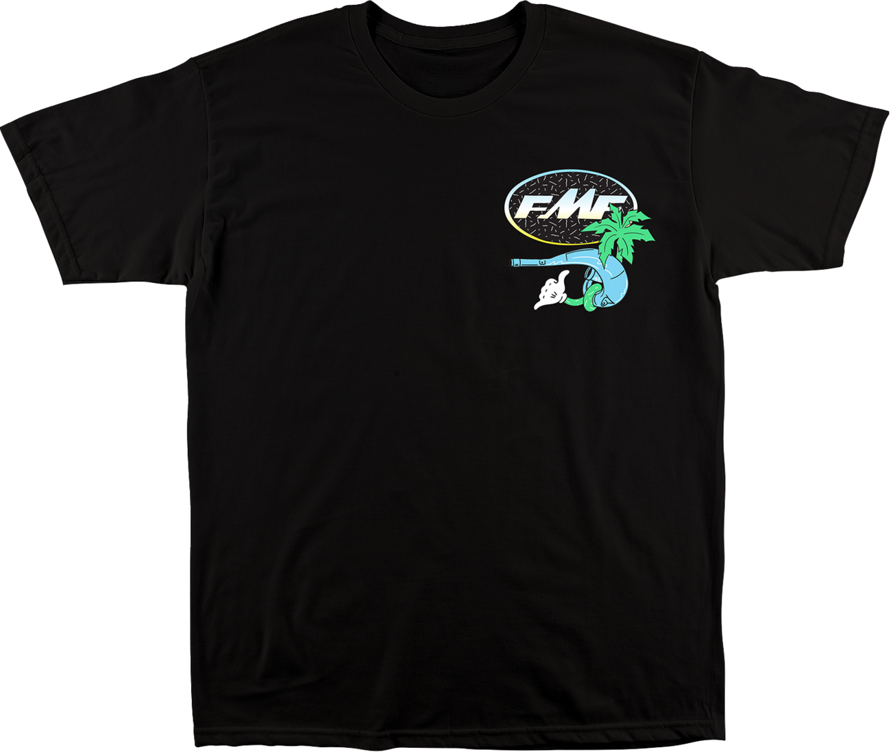 Black FMF Day-Glo T-Shirt, large size, with vibrant glow-in-the-dark graphics and comfortable cotton fabric.