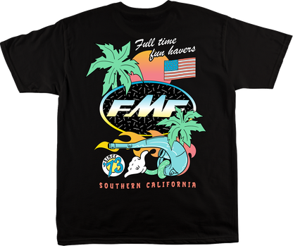 Black FMF Day-Glo T-Shirt in Large size with vibrant glow-in-the-dark design, featuring bold branding and comfortable fit.