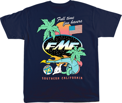 FMF Day-Glo Navy T-Shirt in small size with bold graphic design, made from comfortable fabric, ideal for casual wear.