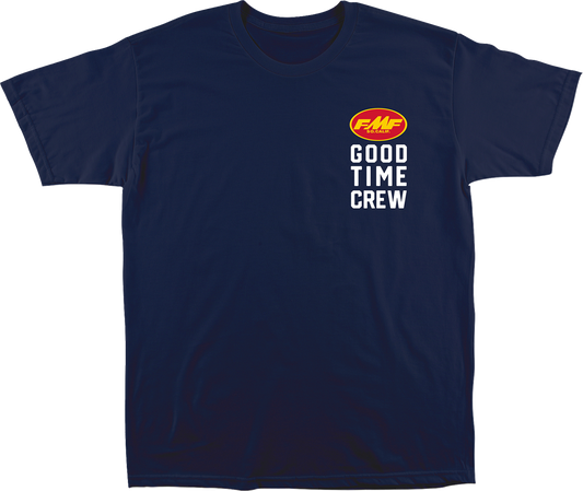 FMF Good Time Crew T-Shirt in navy, small size, featuring a comfortable fit and logo design on the front.