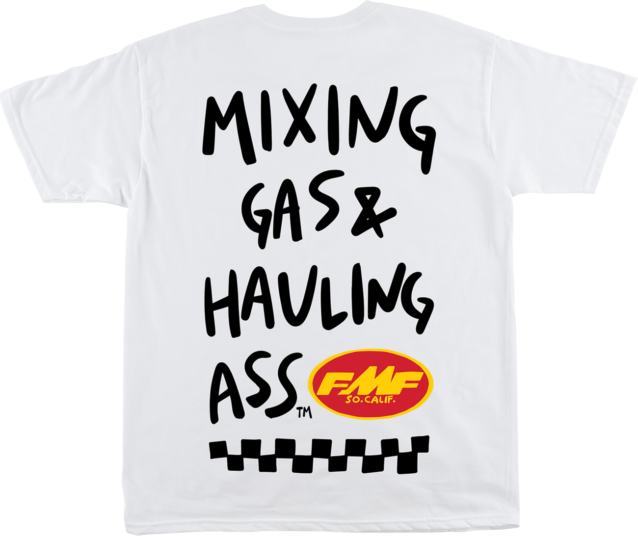 White FMF Scratch T-Shirt in small size, made of soft spun cotton with graphic design, casual men's graphic tee.