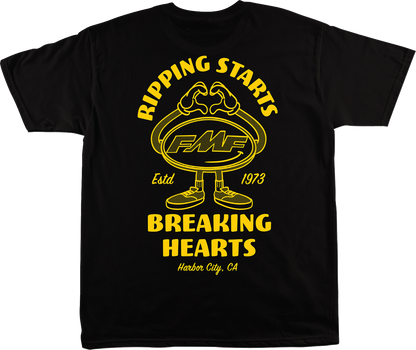 Black FMF Breakin Hearts T-shirt in large size, featuring a bold graphic design and comfortable fit.