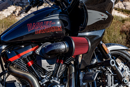 Vance & Hines VO2 Falcon Air Intake Kit in forged carbon fiber for motorcycle engine enhancement.