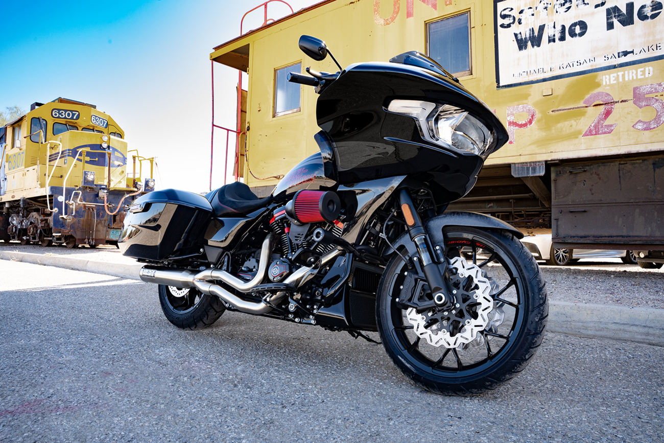 Vance & Hines VO2 Falcon air intake kit with forged carbon fiber design, part number 41125, shown on a motorcycle engine component.