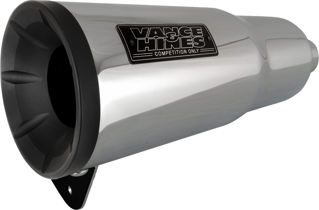 Vance & Hines Hi-Output Slip-On Muffler in chrome for Indian Scout and Bobber motorcycles.