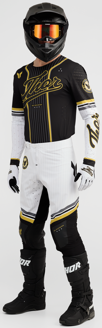 THOR Sportmode Baller Pants in black and gold, US 32, featuring athletic design with sleek black fabric and gold accents.
