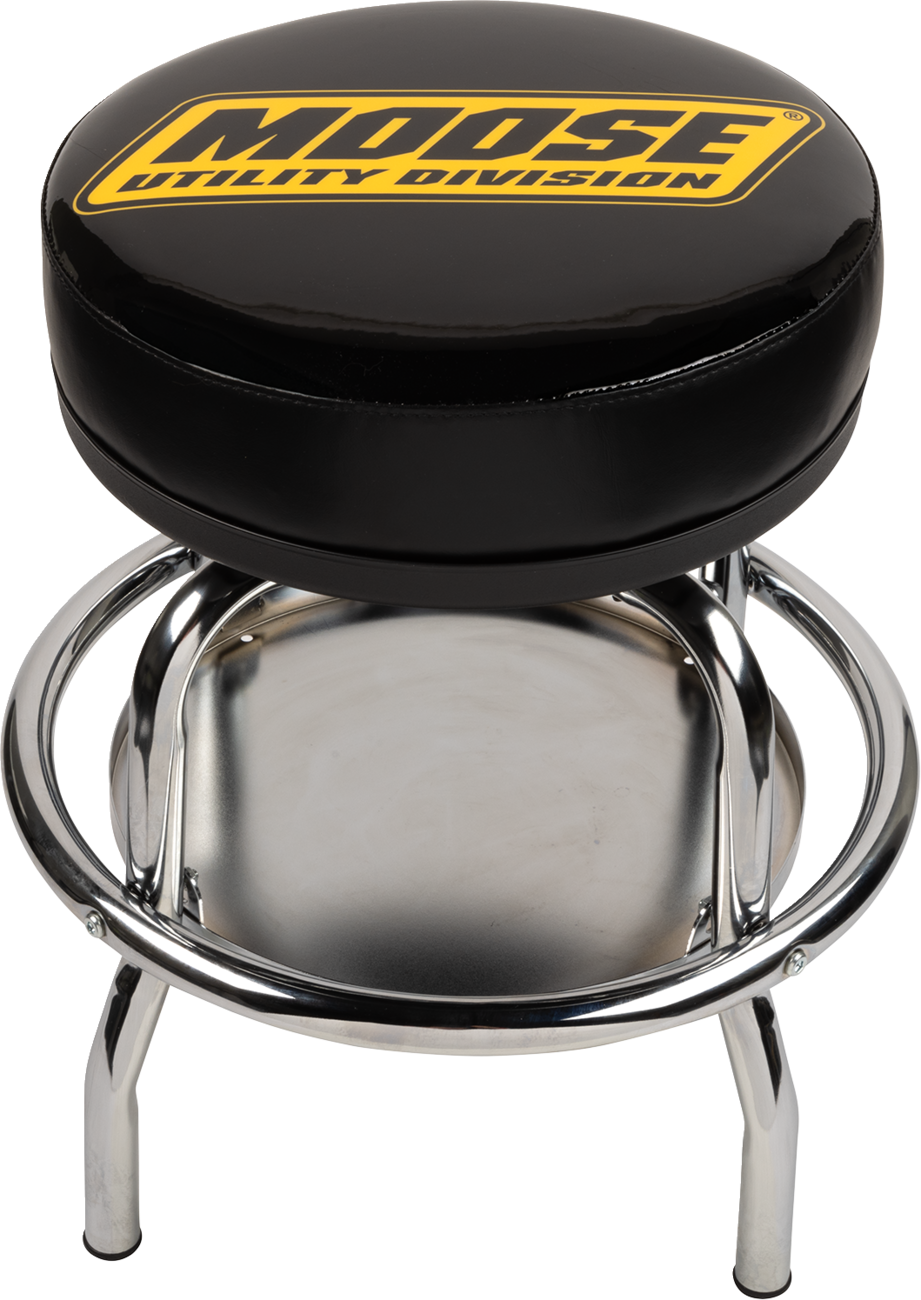 MOOSE OFFROAD Mechanic Bar Stool X80-6030MUD with chrome frame and 360° swivel, featuring cushioned seat and sturdy design