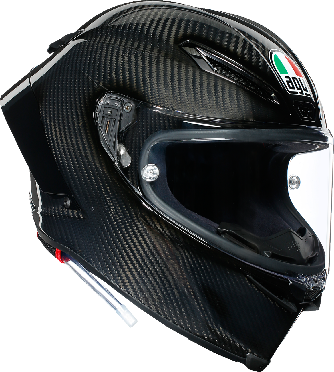 AGV Pista GP RR helmet in glossy carbon finish, FIM and ECE certified race helmet with aerodynamic design and racing vents.