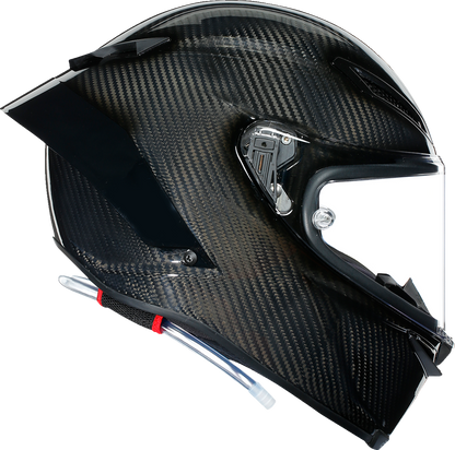 AGV Pista GP RR helmet in glossy carbon finish, FIM and ECE certified racing helmet with aerodynamic design and racing ventilation.