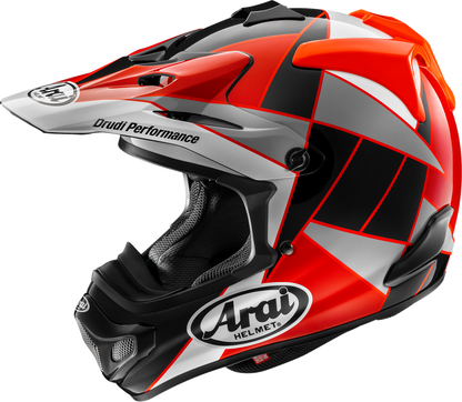 Arai Helmets VX-Pro4 Fragment Red motorcycle helmet with XS size, featuring a sleek red design and durable construction.