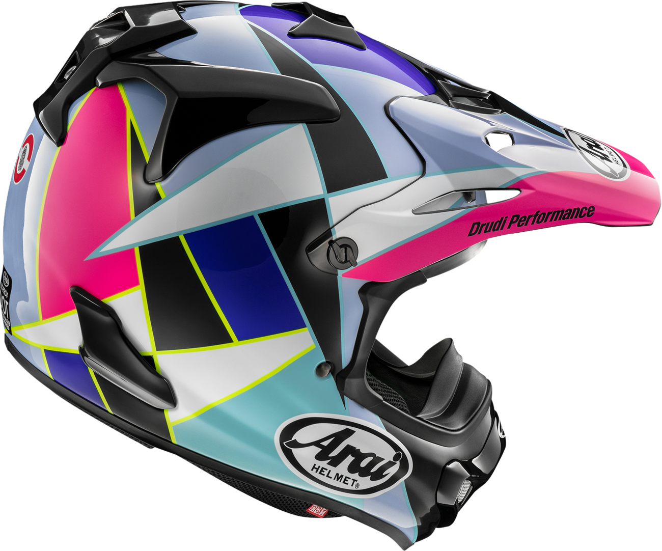 Arai Helmets VX-Pro4 Fragment Multi Small motorcycle helmet with visor and ventilation, designed for motocross and off-road riding.