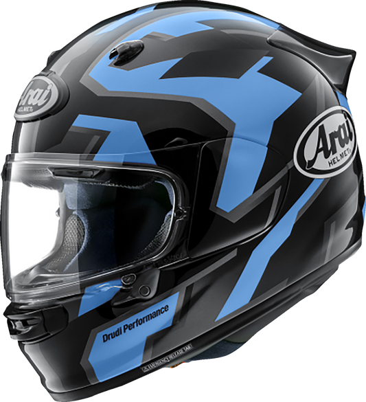 Blue ARAI Signet-X Robotik motorcycle helmet in XL size, featuring sleek design and ventilation for safe riding.