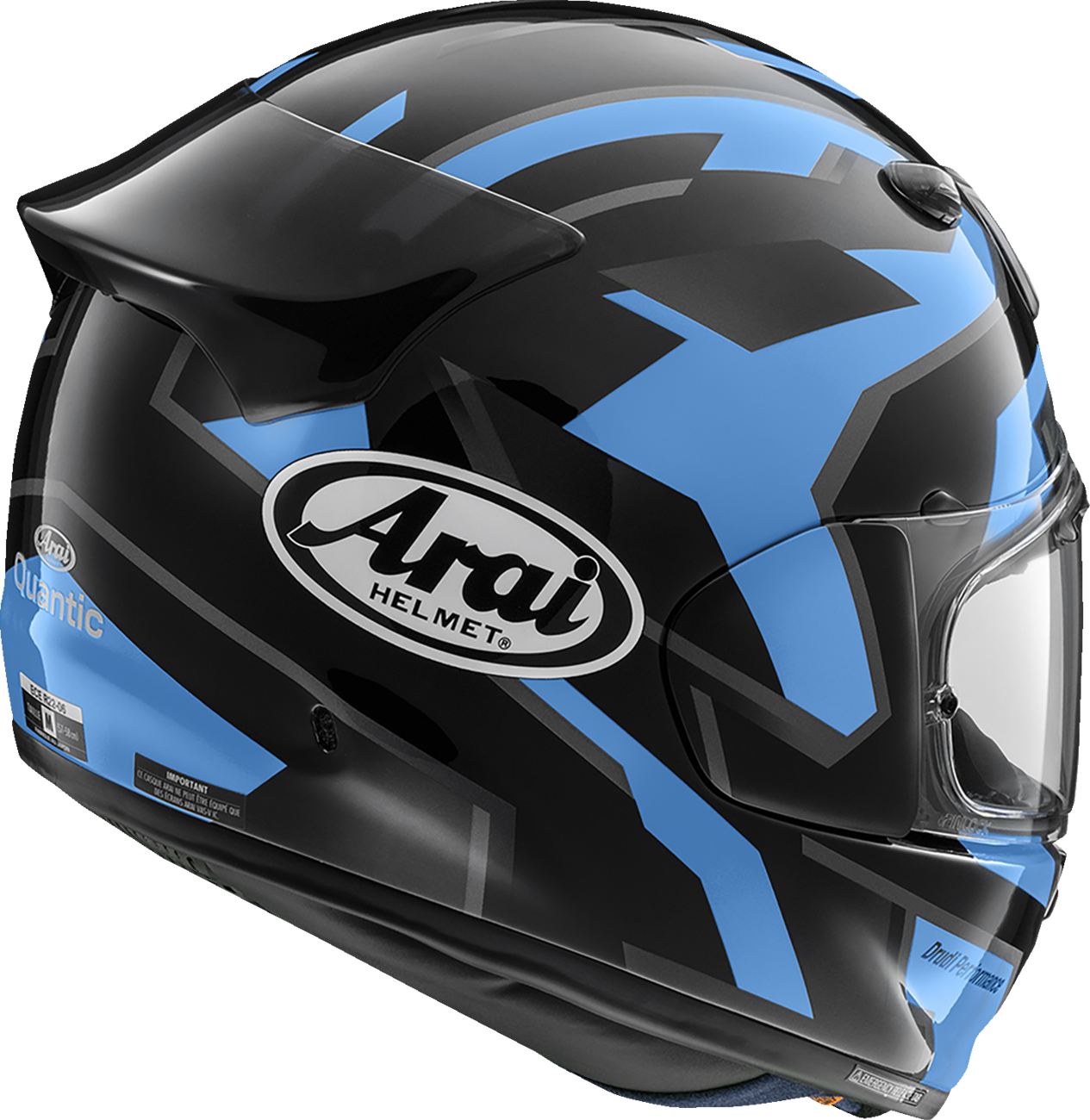 Arai Signet-X Robotik Blue motorcycle helmet in XL size, featuring a sleek design and clear visor from Arai Helmets.