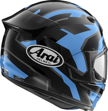 Arai Signet-X Robotik Blue motorcycle helmet in XL size, featuring a sleek design and clear visor from Arai Helmets.