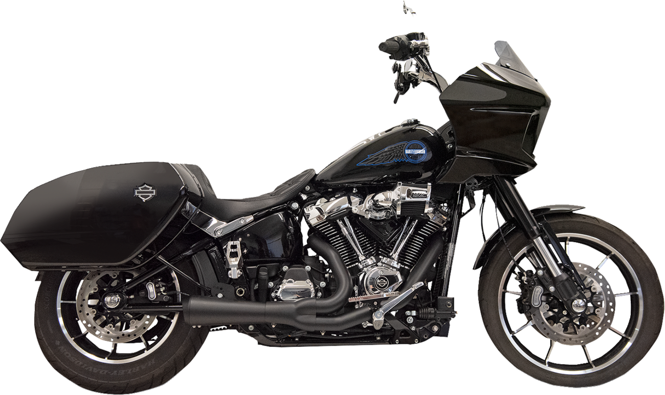 BASSANI XHAUST 2-into-1 Ripper exhaust system with megaphone muffler for Harley M8 Softail, short black finish, part 1S79B