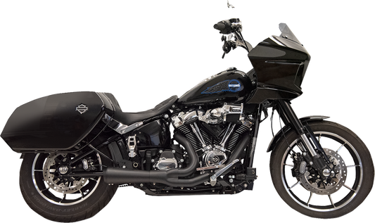 BASSANI XHAUST 2-into-1 Ripper exhaust system with megaphone muffler for Harley M8 Softail, short black finish, part 1S79B