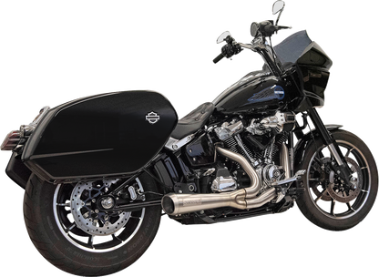 Stainless BASSANI XHAUST 2-into-1 Ripper exhaust system with megaphone muffler for Harley M8 Softail motorcycle.
