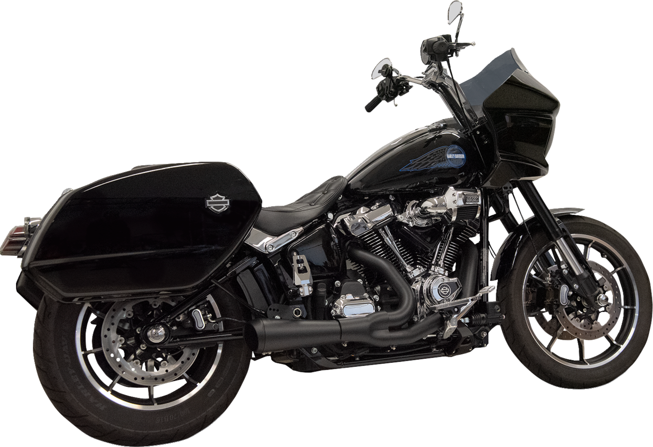 BASSANI XHAUST 2-into-1 Ripper exhaust system with megaphone muffler for Harley M8 Softail in short black finish.