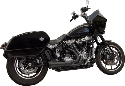 BASSANI XHAUST 2-into-1 Ripper exhaust system with megaphone muffler for Harley M8 Softail in short black finish.