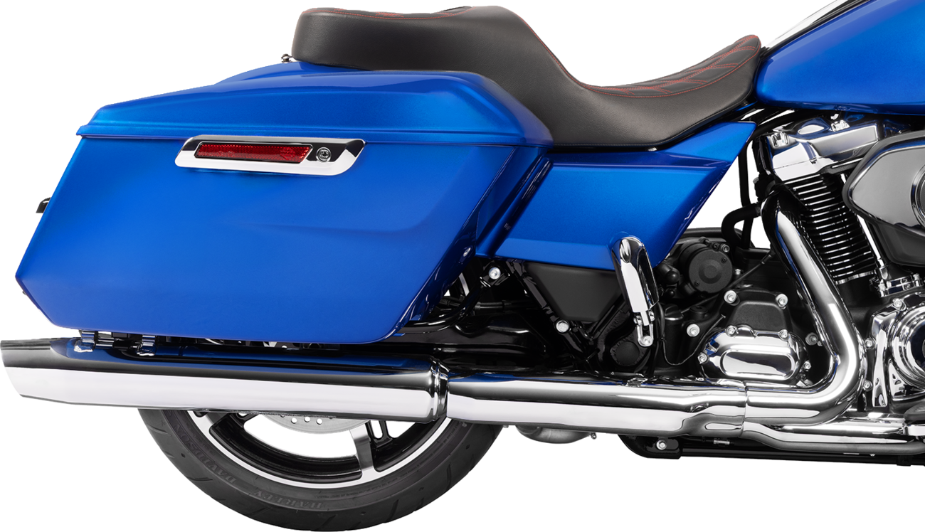 Black vinyl Drag Specialties Freedom Seat with red double diamond stitching for FLT/FLH 2023-2025 motorcycles, part #4711D