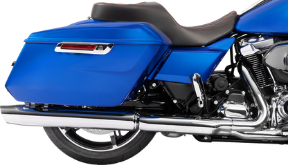 Black vinyl Drag Specialties Freedom Seat with red double diamond stitching for FLT/FLH 2023-2025 motorcycles, part #4711D