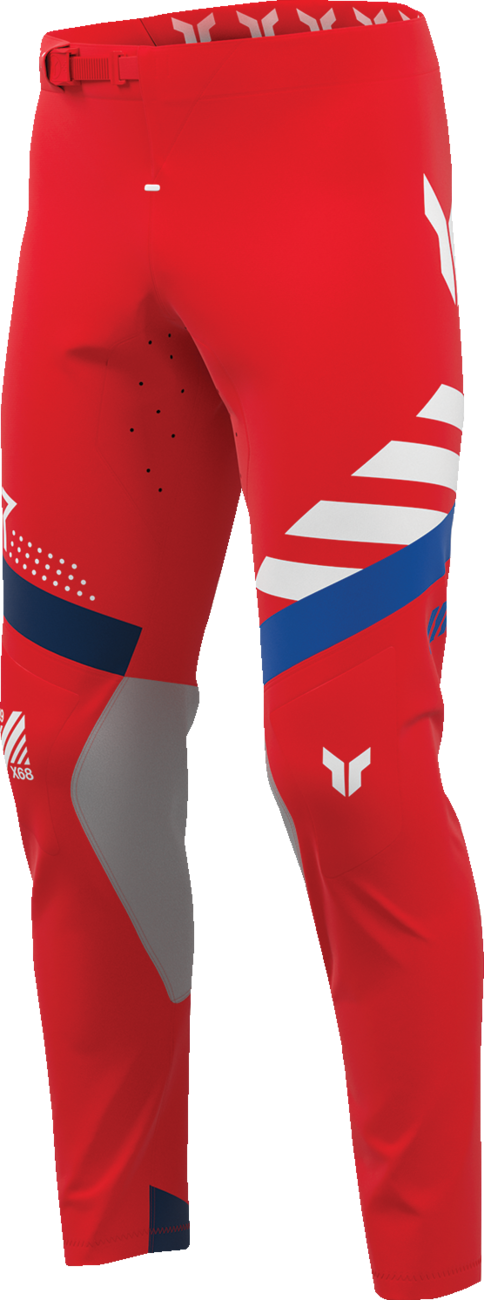 Red THOR Sportmode Synth Pants in US 34, featuring sleek design and athletic fit, perfect for active wear.