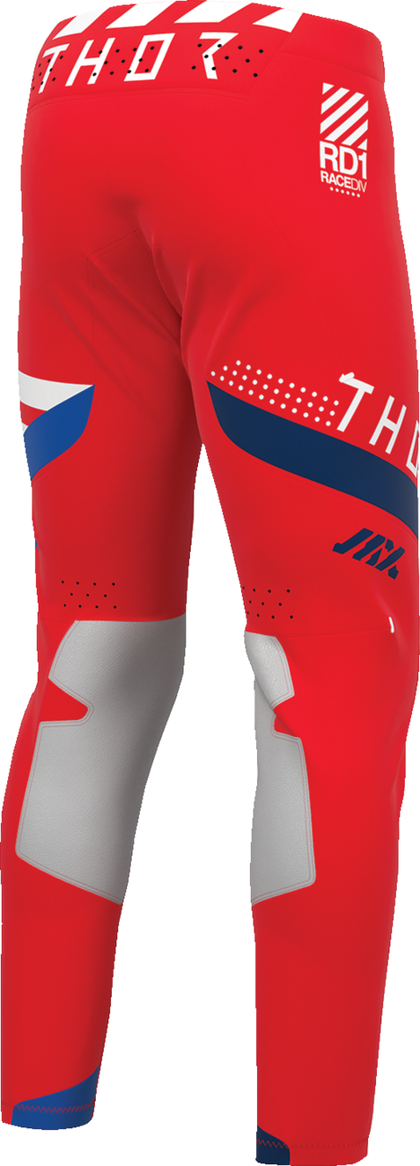 Red THOR Sportmode Synth Pants in US 33, featuring sleek design and sporty fabric, ideal for active riding.