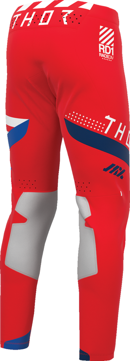 Red THOR Sportmode Synth Pants in US 33, featuring sleek design and sporty fabric, ideal for active riding.