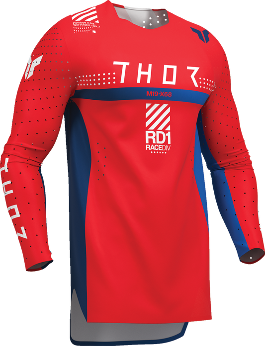 Red THOR Sportmode Synth Jersey in XL size, featuring sporty design and breathable fabric, ideal for motocross riding.