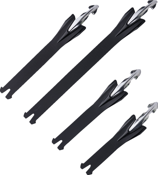 Alpinestars Tech 10 motorcycle boot buckle strap kit in black, featuring adjustable straps and durable construction.