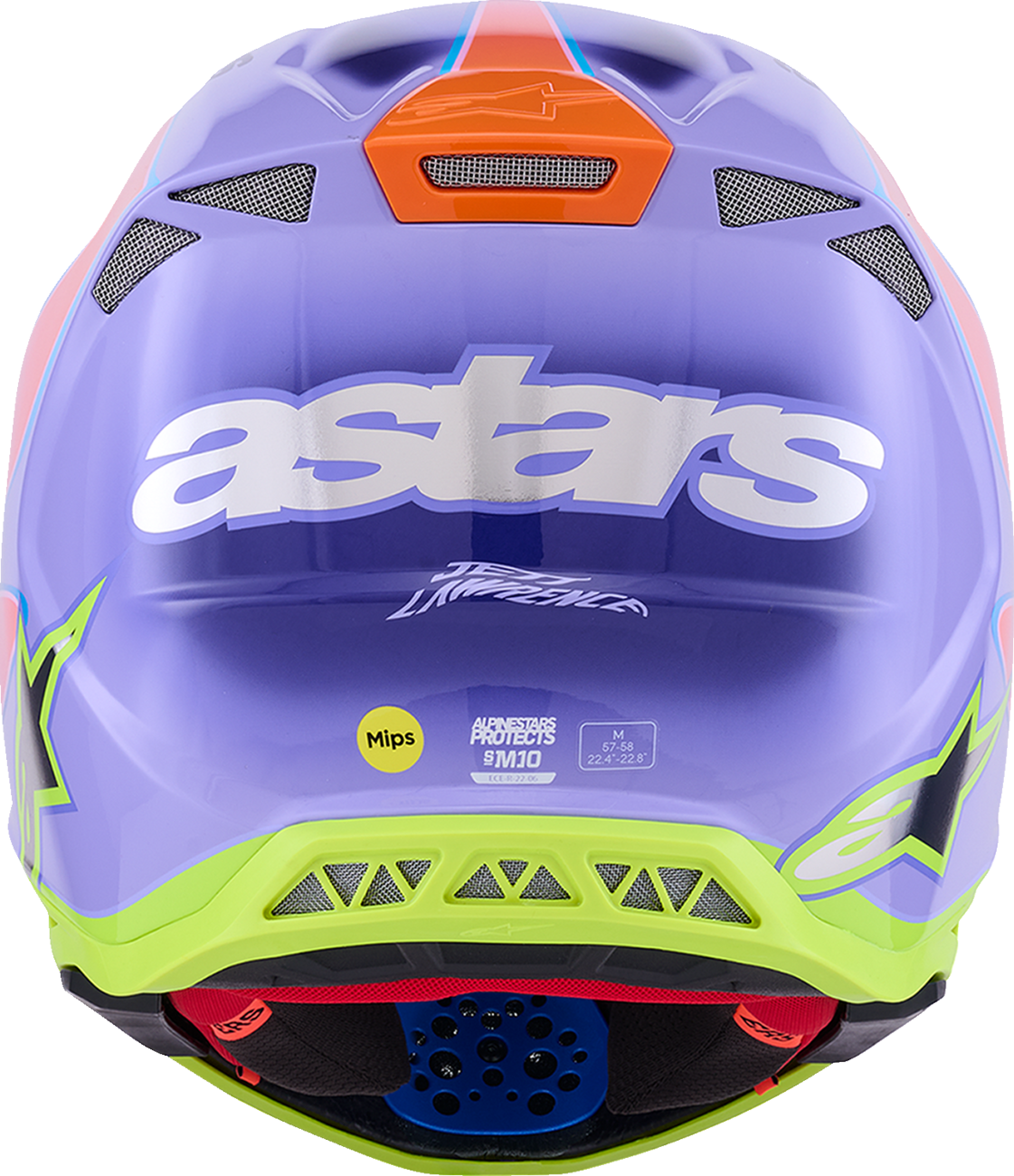 Alpinestars Supertech M10 Jett Lawrence R01 MIPS helmet in small size with black and white design, featuring aerodynamic vents and branding.