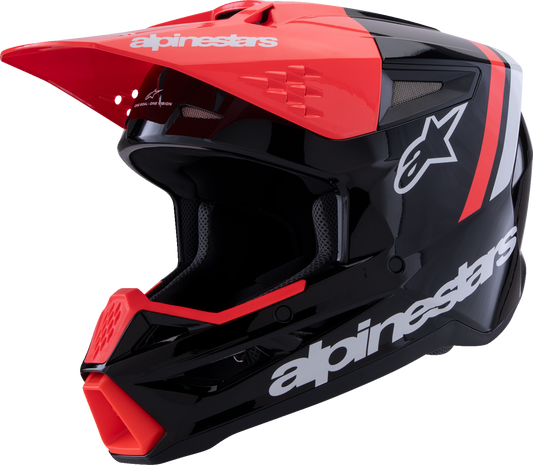 ALPINESTARS, Alpinestars SM3 Radium Helmet - Gloss Black/Red Fluo/White, Large